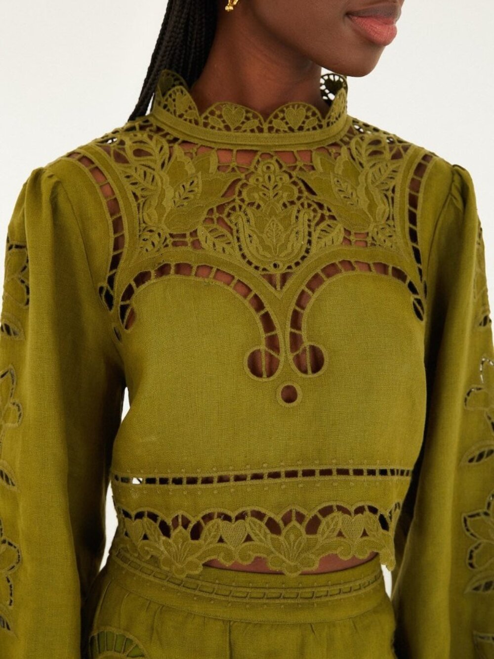 NWT FARM Rio green Majestic Garden Richelieu Blouse Sz M